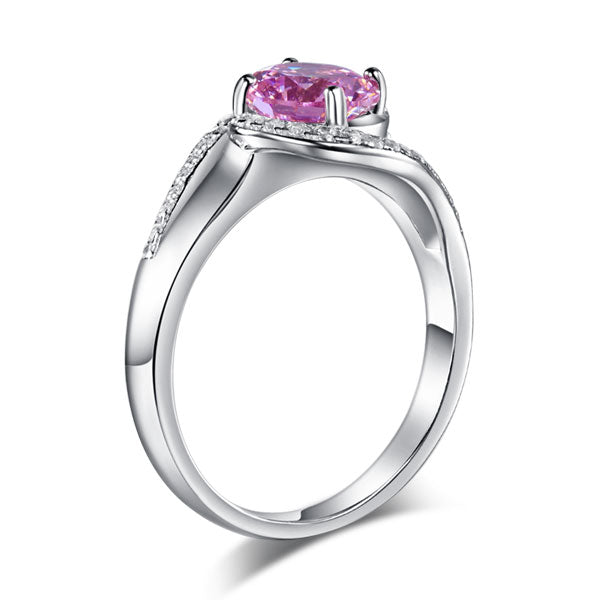 1.25 CT. Round Pink Simulated Diamond Twist Curl Ring in Sterling Silver