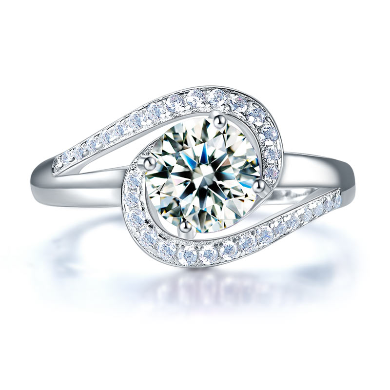 1.25 CT. Round Simulated Diamond Twist Curl Ring in Sterling Silver