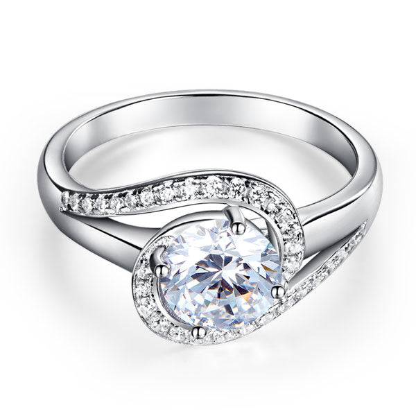 1.25 CT. Round Simulated Diamond Twist Curl Ring in Sterling Silver