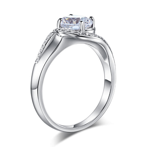 1.25 CT. Round Simulated Diamond Twist Curl Ring in Sterling Silver