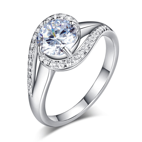 1.25 CT. Round Simulated Diamond Twist Curl Ring in Sterling Silver