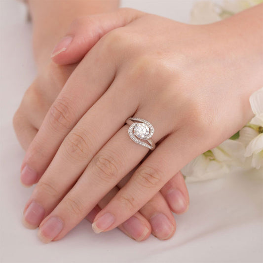 1.25 CT. Round Simulated Diamond Twist Curl Ring in Sterling Silver