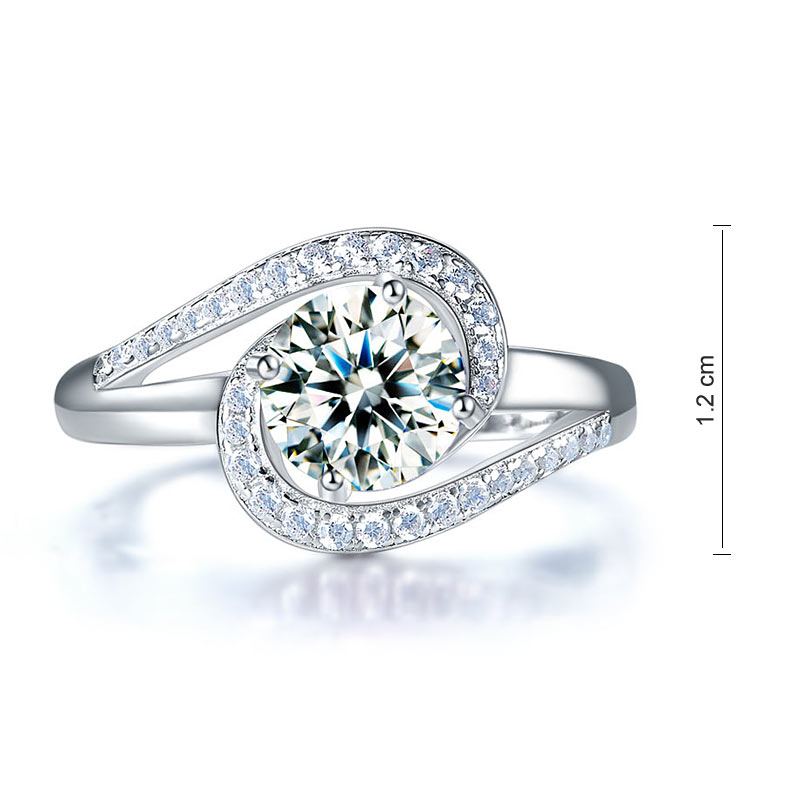 1.25 CT. Round Simulated Diamond Twist Curl Ring in Sterling Silver