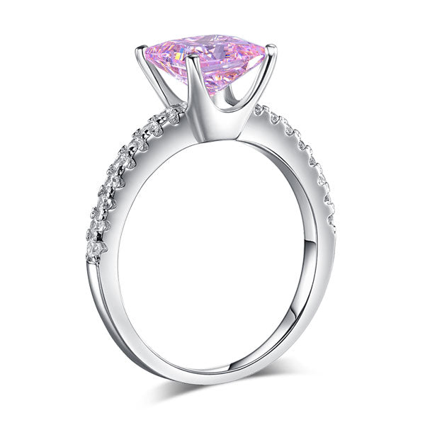 1.5 CT. Princess Cut Pink Simulated Diamond Ring in Sterling Silver
