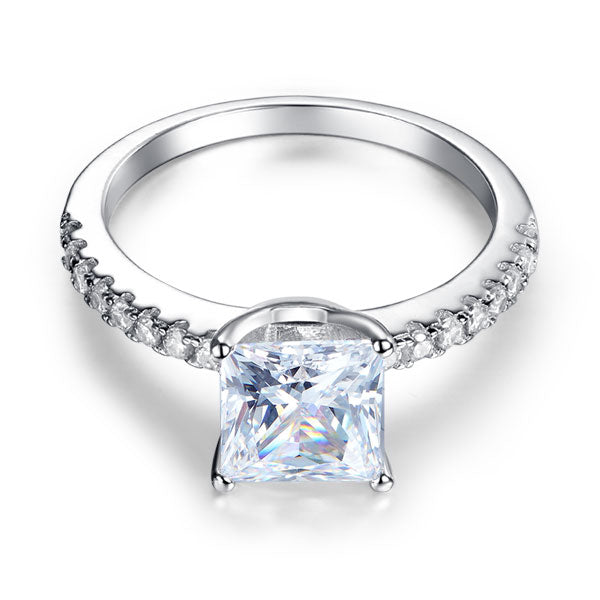 1.5 CT. Princess Cut Simulated Diamond Engagement Ring in Sterling Silver