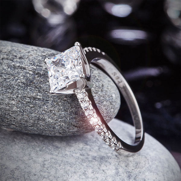 1.5 CT. Princess Cut Simulated Diamond Engagement Ring in Sterling Silver