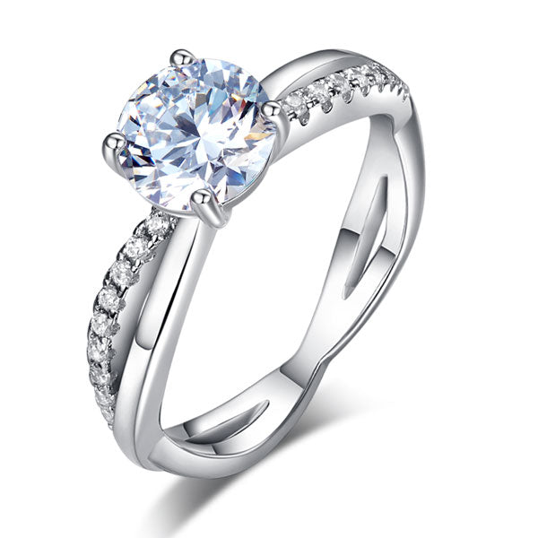 1.25 CT. Round Brilliant Cut Simulated Diamond Entwined Ring in Sterling Silver