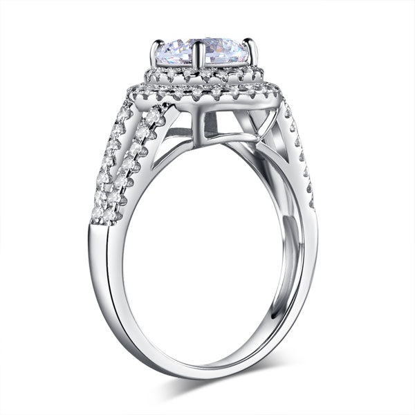1.25 CT. Round Brilliant Cut Simulated Diamond Double Halo Ring in Sterling Silver