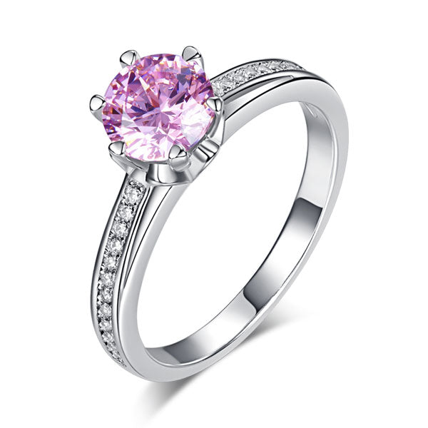 1.25 CT. Round Brilliant Cut Pink Simulated Diamond Ring in Sterling Silver