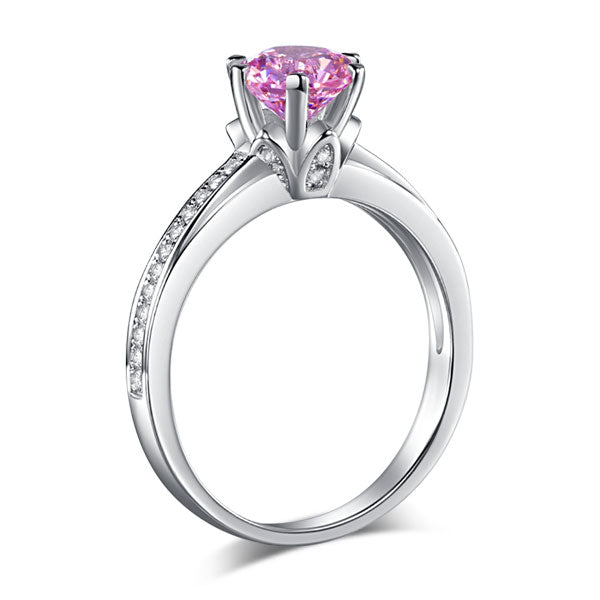 1.25 CT. Round Brilliant Cut Pink Simulated Diamond Ring in Sterling Silver