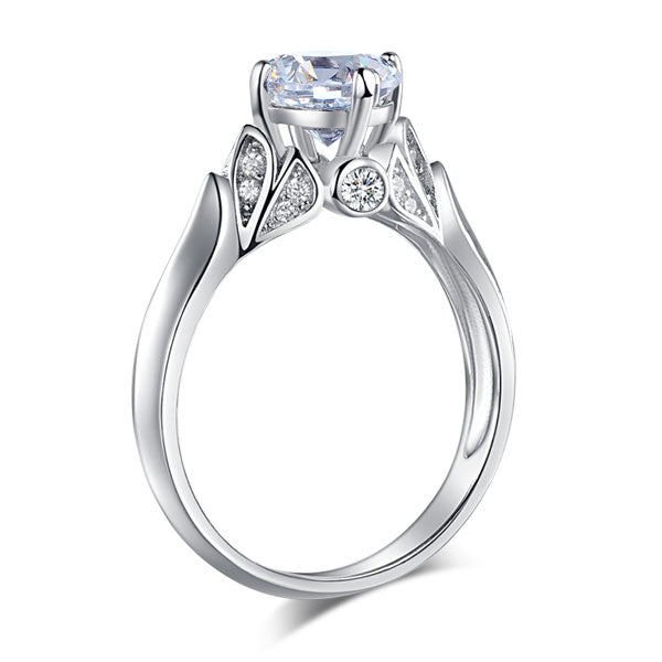 1.25 CT. Round Brilliant Cut Simulated Diamond Flower Ring in Sterling Silver
