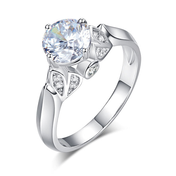 1.25 CT. Round Brilliant Cut Simulated Diamond Flower Ring in Sterling Silver