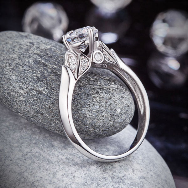 1.25 CT. Round Brilliant Cut Simulated Diamond Flower Ring in Sterling Silver