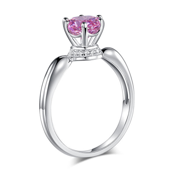 1.25 CT. Round Brilliant Cut Pink Simulated Diamond Halo Ring in Sterling Silver