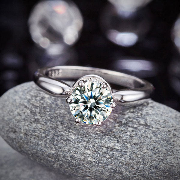 1.25 CT. Round Brilliant Cut Simulated Diamond Halo Ring in Sterling Silver