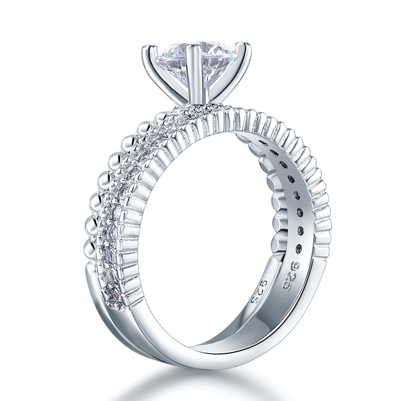 1 CT. Solitaire Simulated Diamond Semi Eternity Band Bridal Set