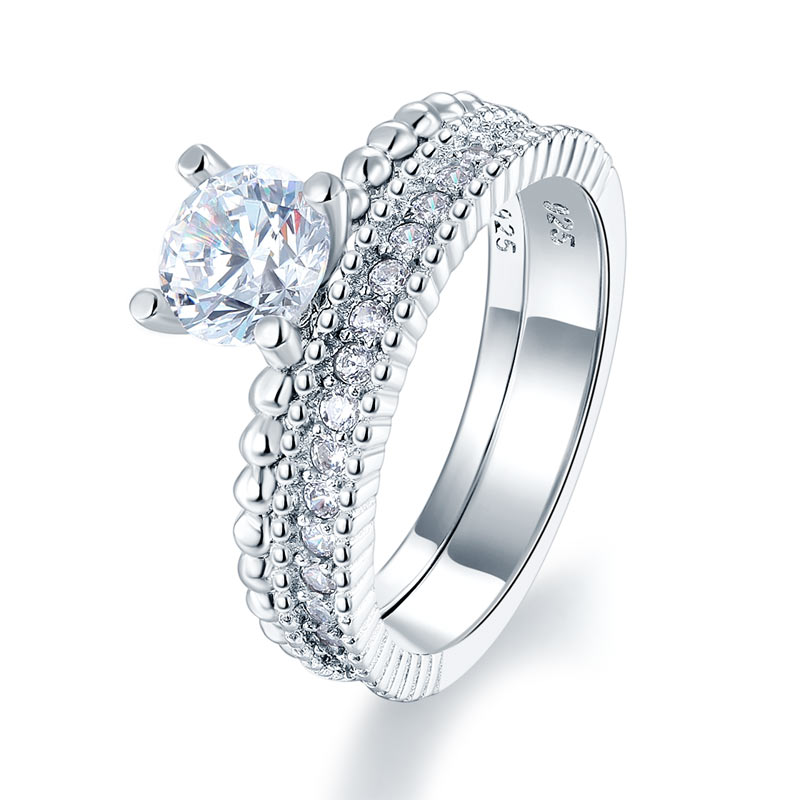 1 CT. Solitaire Simulated Diamond Semi Eternity Band Bridal Set