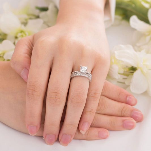 1 CT. Solitaire Simulated Diamond Semi Eternity Band Bridal Set