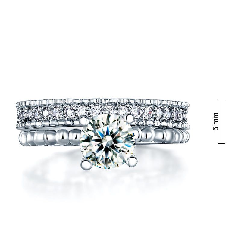 1 CT. Solitaire Simulated Diamond Semi Eternity Band Bridal Set