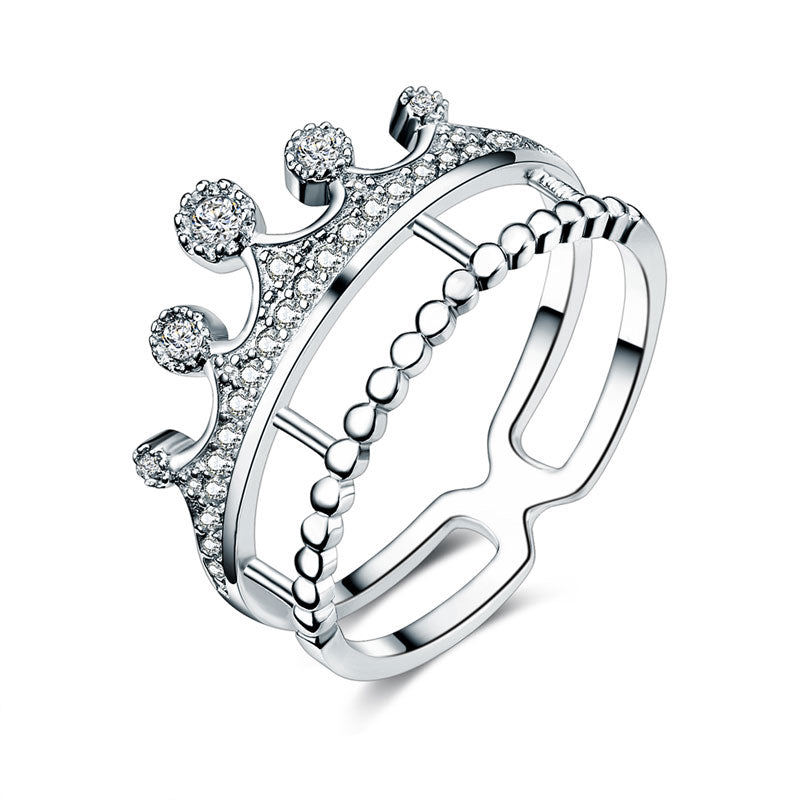 Pavé CZ Crown Ring in Sterling Silver