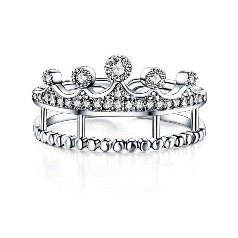 Pavé CZ Crown Ring in Sterling Silver
