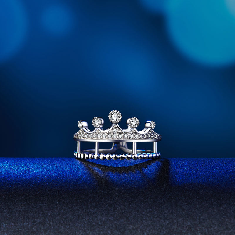 Pavé CZ Crown Ring in Sterling Silver