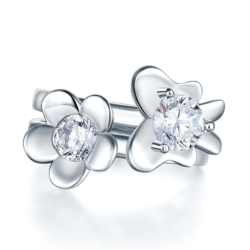1 CT. Simulated Diamond Flower Butterfly Ring Set in Sterling Silver