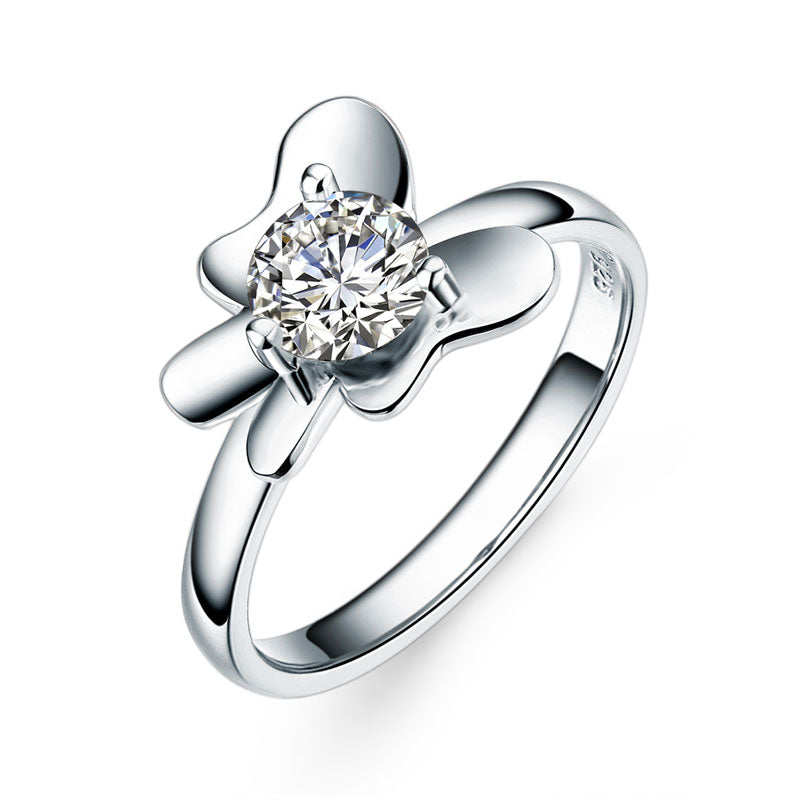 1 CT. Simulated Diamond Flower Butterfly Ring Set in Sterling Silver