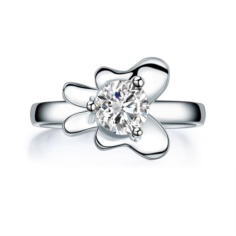 1 CT. Simulated Diamond Flower Butterfly Ring Set in Sterling Silver