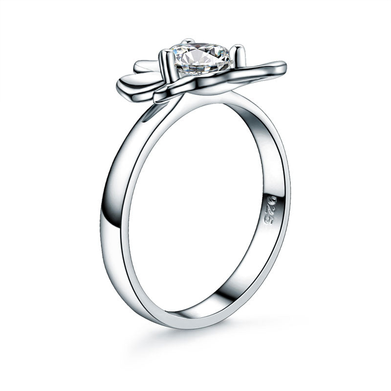 1 CT. Simulated Diamond Flower Butterfly Ring Set in Sterling Silver