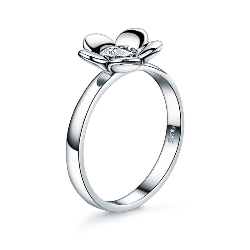 1 CT. Simulated Diamond Flower Butterfly Ring Set in Sterling Silver