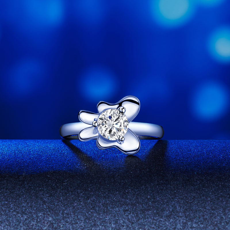 1 CT. Simulated Diamond Flower Butterfly Ring Set in Sterling Silver
