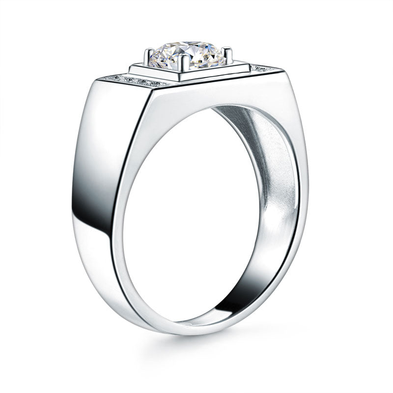 1 CT. Round Simulated Diamond Ring in Sterling Silver For Men
