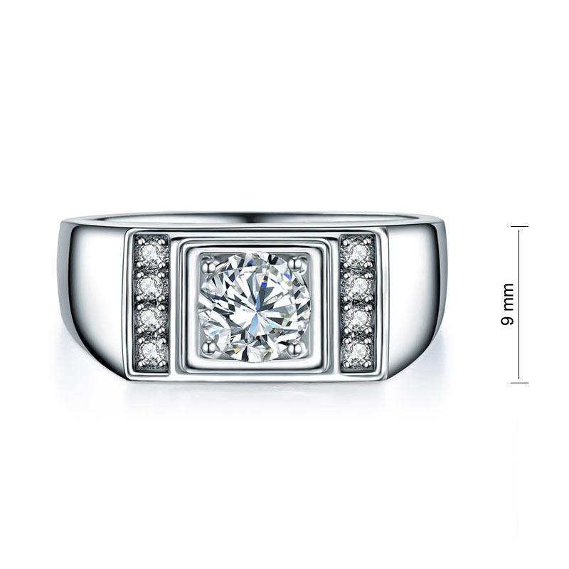 1 CT. Round Simulated Diamond Ring in Sterling Silver For Men