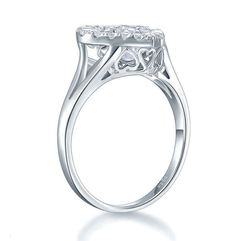 Anillo de piedra danzante con halo de corazón