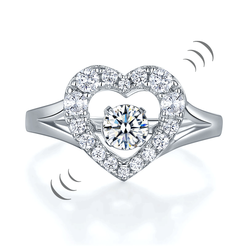 Anillo de piedra danzante con halo de corazón