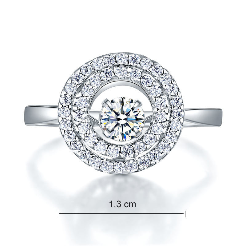 Anillo de piedra danzante con doble halo