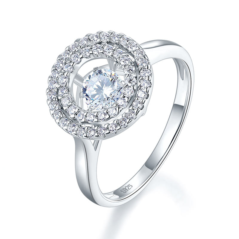 Anillo de piedra danzante con doble halo