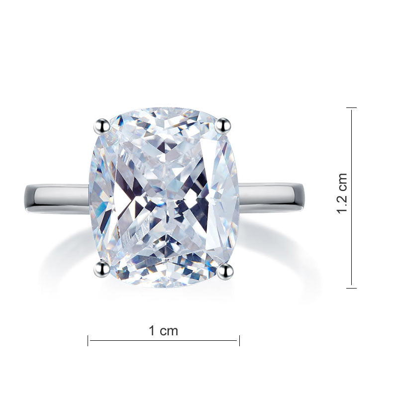 Bague solitaire en argent sterling avec diamant synthétique taille coussin de 6 carats