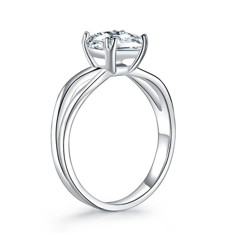 1 CT. Princess Cut Simulated Diamond Double Shank Ring in Sterling Silver