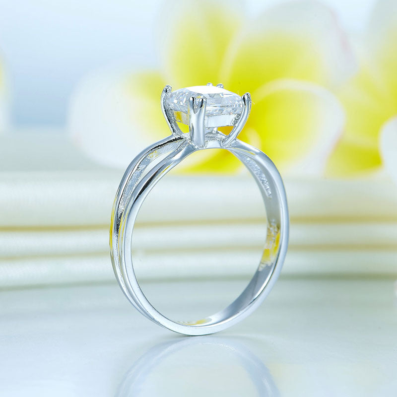 1 CT. Princess Cut Simulated Diamond Double Shank Ring in Sterling Silver