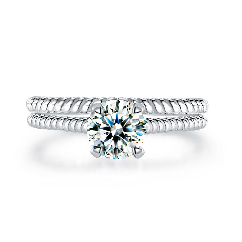 1 CT. Solitaire Simulated Diamond Rope Twist Bridal Set in Sterling Silver