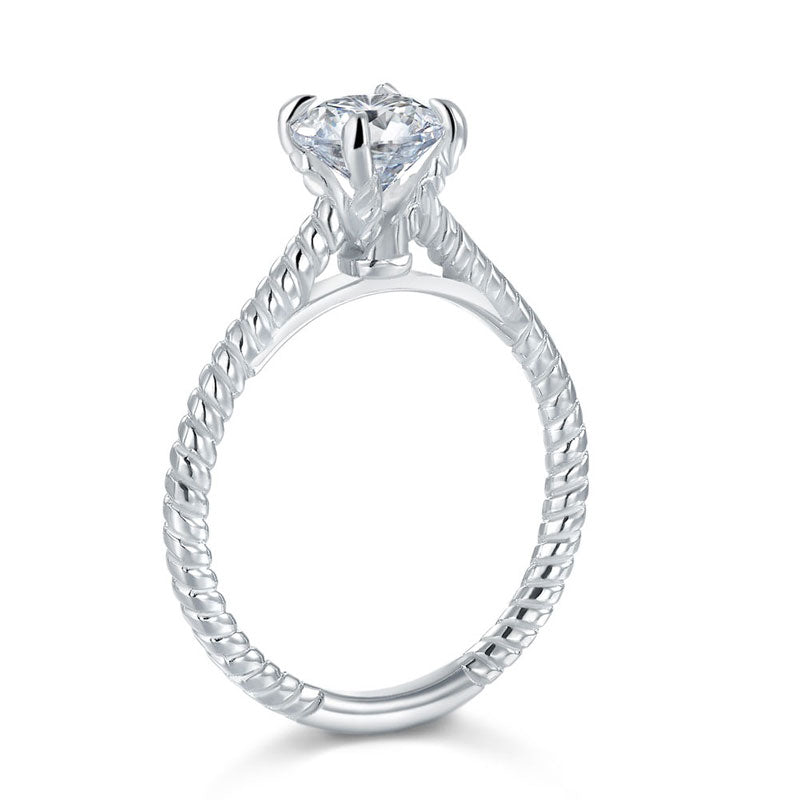 1 CT. Solitaire Simulated Diamond Rope Twist Bridal Set in Sterling Silver