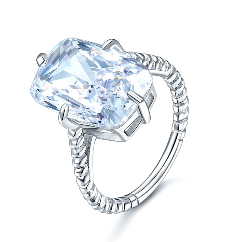 Bague solitaire en argent sterling avec diamant synthétique taille coussin de 8,5 carats