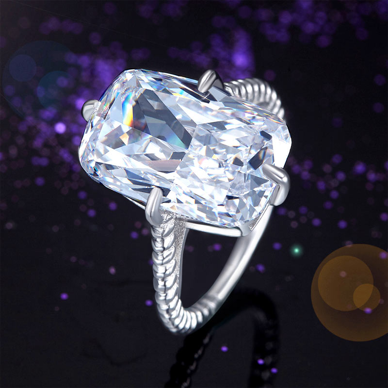 Bague solitaire en argent sterling avec diamant synthétique taille coussin de 8,5 carats