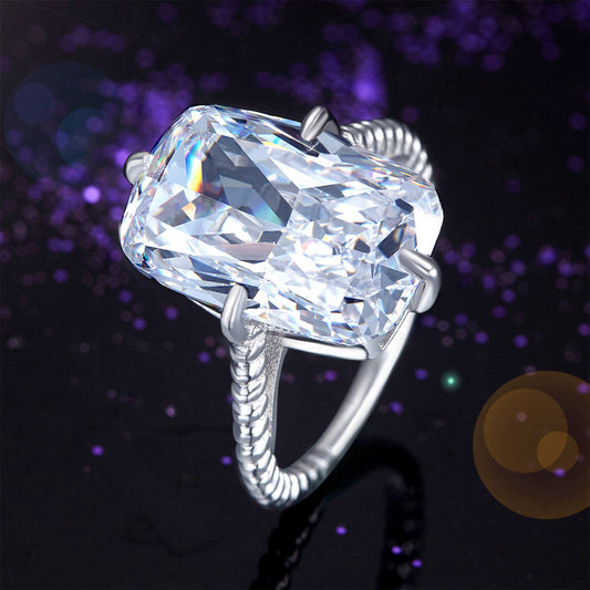 8.5 CT. Cushion Cut Simulated Diamond Solitaire Ring in Sterling Silver