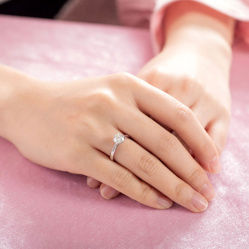 1 CT. Round Moissanite Diamond Solitaire Engagement Ring in Sterling Silver