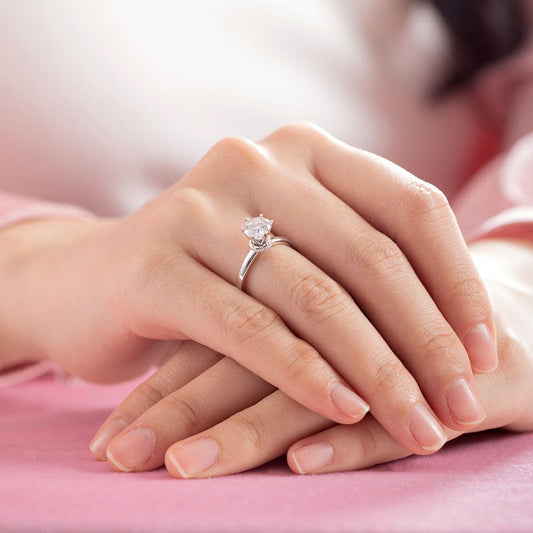 1 CT. Round Moissanite Diamond Bottom Halo Engagement Ring in Sterling Silver