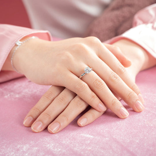 1 CT. Round Moissanite Diamond Solitaire Engagement Ring in Sterling Silver