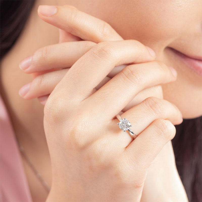 1 CT. Round Moissanite Diamond Solitaire Engagement Ring in Sterling Silver